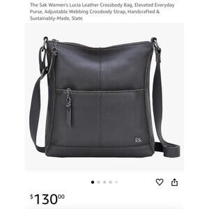 The sak Lucia crossbody messenger black leather bag purse $130